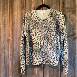 Cheetah print button down sweater